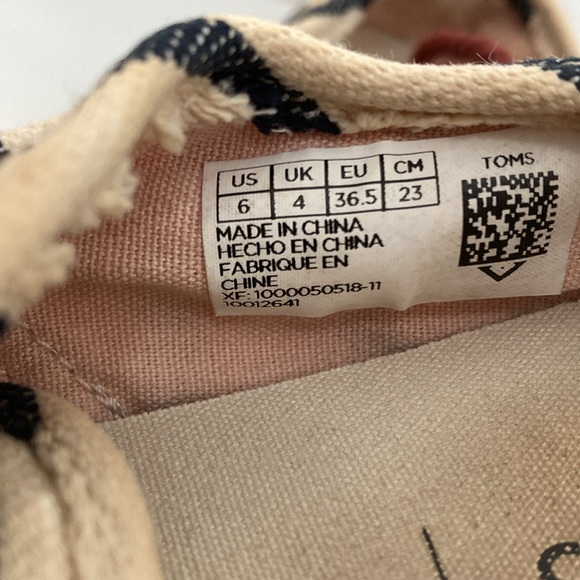 Toms size W6 khaki and blue stripes with brown laces - Picture 4 of 10